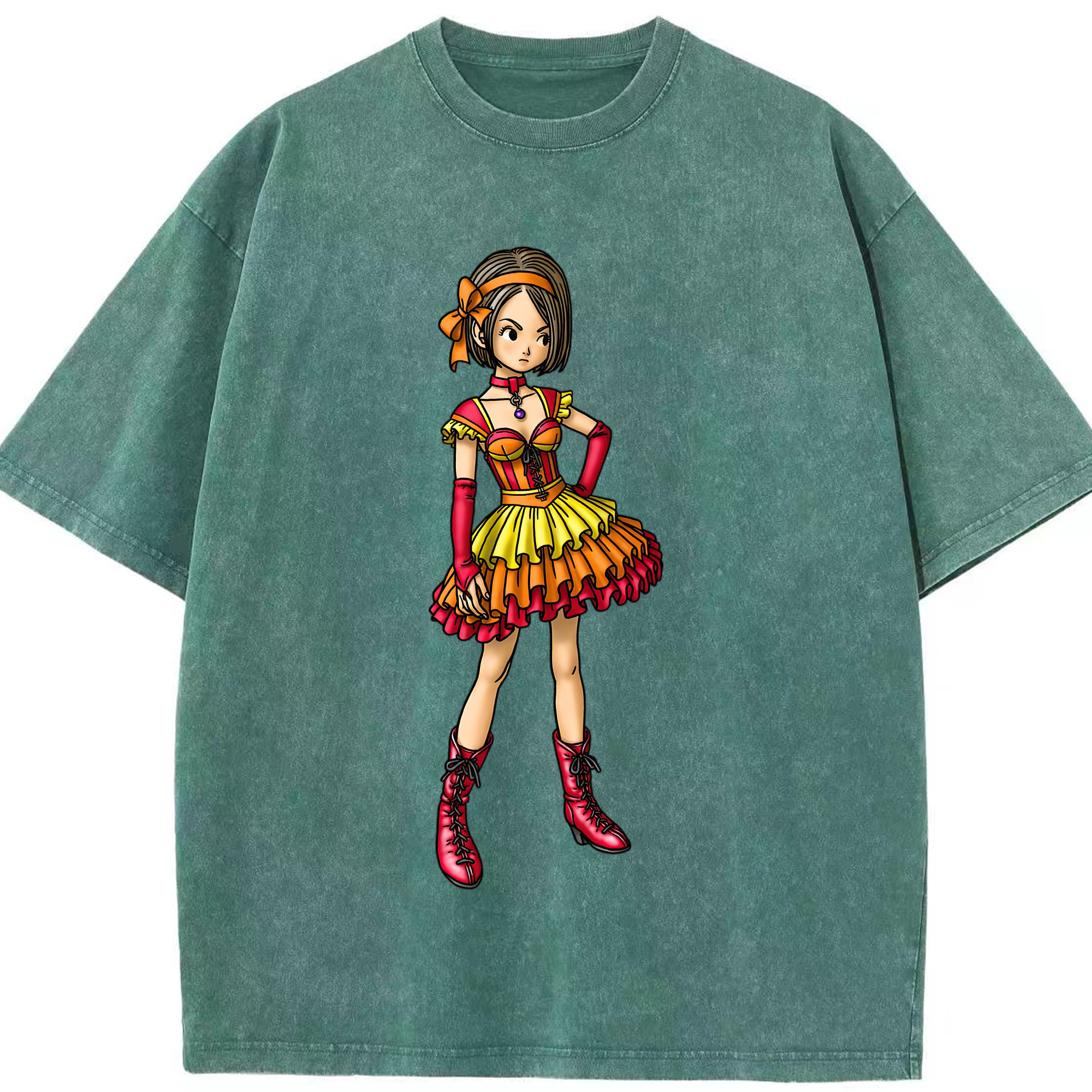 （画像用） ドラゴンクエスト Doragon Kuesuto Dragon Quest 綿100% ヴィンテージ風 半袖Tシャツ（フロントプリント）
